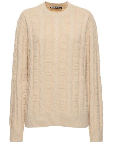 Acne Studios Wool Blend Cable Knit Sweater - Natural