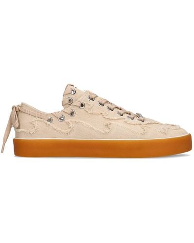Bluemarble Destroyed Canvas Low-Top Trainers - Natural