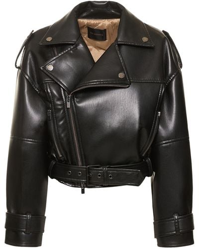 ANDAMANE Nova Oversize Faux Leather Jacket - Black
