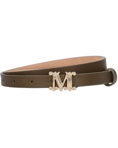 Max Mara 1.5Cm Logo Soft Leather Belt - Multicolor