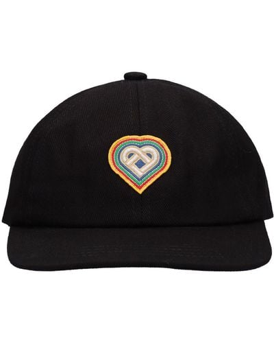 Casablanca Heart Embroidered Baseball Cap - Black