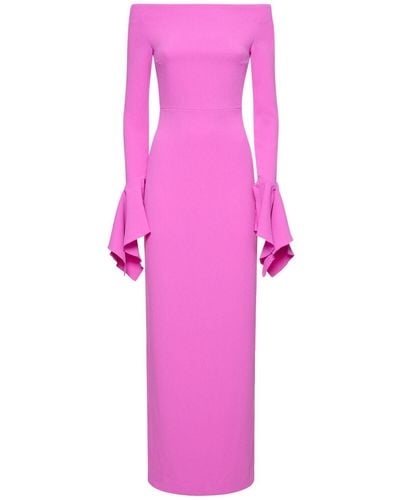 Solace London Amalie オフショルダークレープロングドレス - ピンク