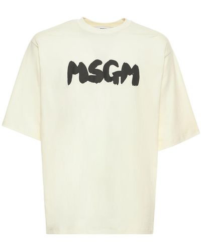 MSGM T-shirt Aus Baumwolljersey Mit Logodruck - Weiß