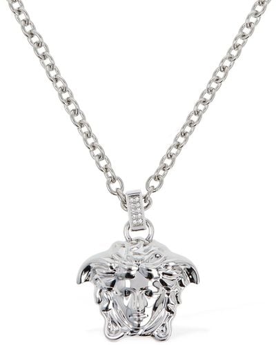 Versace Medusa Crystal Charm Necklace - White