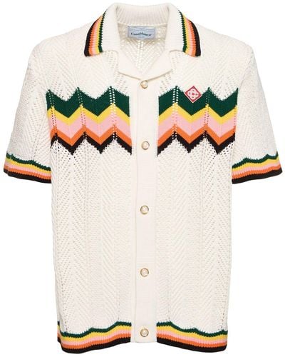 Casablancabrand Camicia in cotone crochet chevron - Bianco