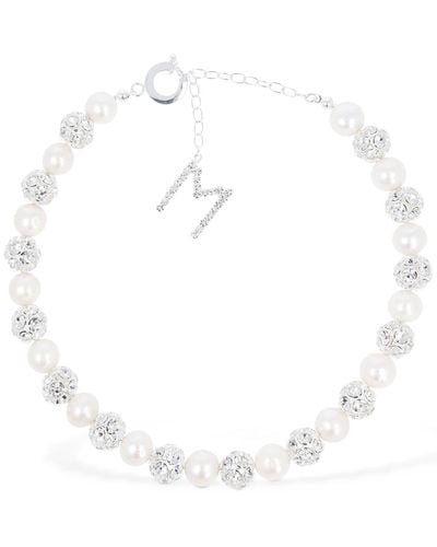 Magda Butrym Crystal And Pearl Collar Necklace - White