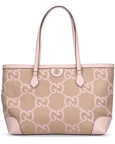 Gucci Canvas-tote "ophidia Gg Jumbo " - Pink