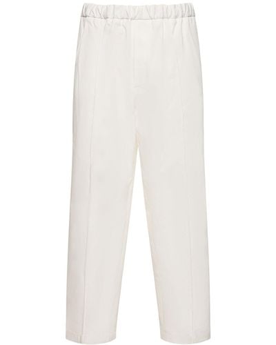 Jil Sander Cotton Gabardine Cropped Trousers - White