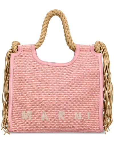 Marni Marcel Woven Cotton Blend Tote Bag - Pink