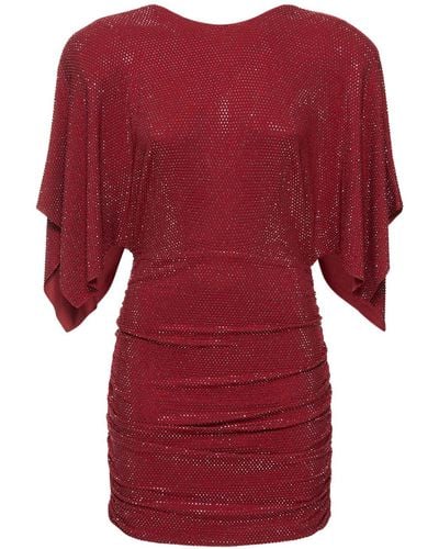 Alexandre Vauthier Robe courte en jersey drapé à paillettes - Rouge