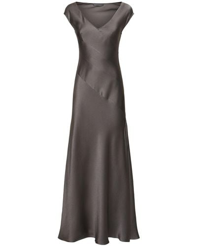 Alberta Ferretti Satin Long Dress - Grey