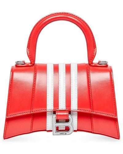 Balenciaga Xs Hourglass Croc Embossed Leather Bag - Red