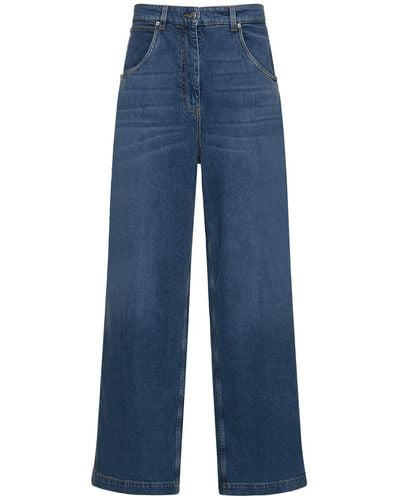 Etro Jeans larghi vita alta in denim - Blu