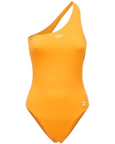 Off-White c/o Virgil Abloh Einschultriger Badeanzug Mit Logo - Orange