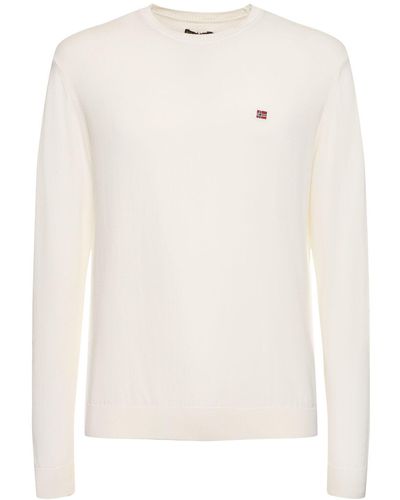 Napapijri Suéter de algodón con cuello redondo - Blanco
