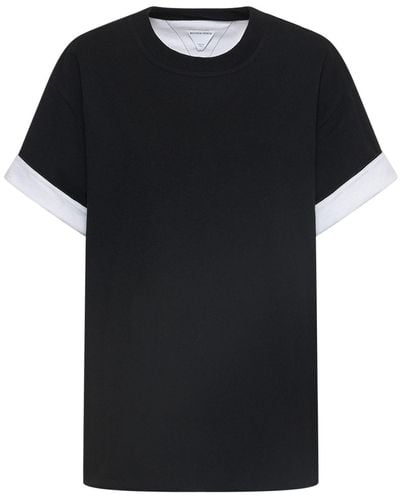 Bottega Veneta Double Layered Cotton T-shirt - Black