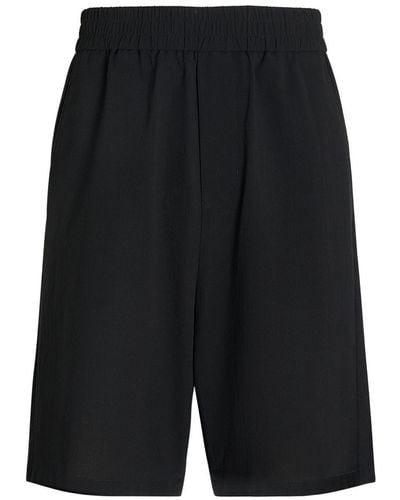 Ami Paris Cotton Crepe Bermuda Shorts - Black