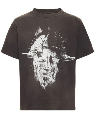 Saint Michael Go To Hell Printed Cotton T-shirt - Black