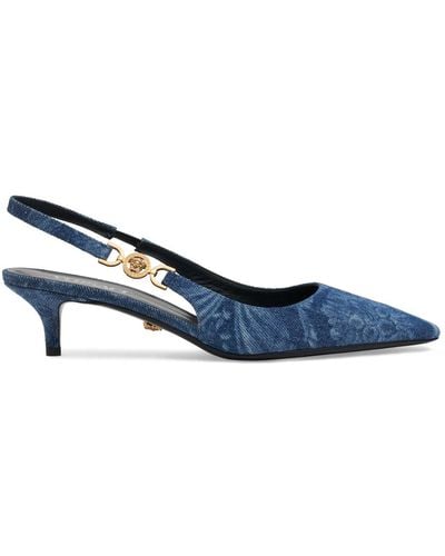 Versace Zapatos destalonados de denim 40mm - Azul