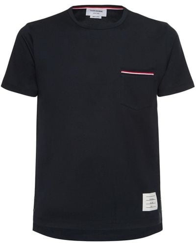 Thom Browne T-shirt Aus Baumwolle Mit Streifen - Schwarz