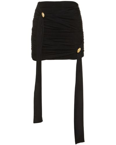 Blumarine Mesh Mini Skirt W/gold Rings - Black