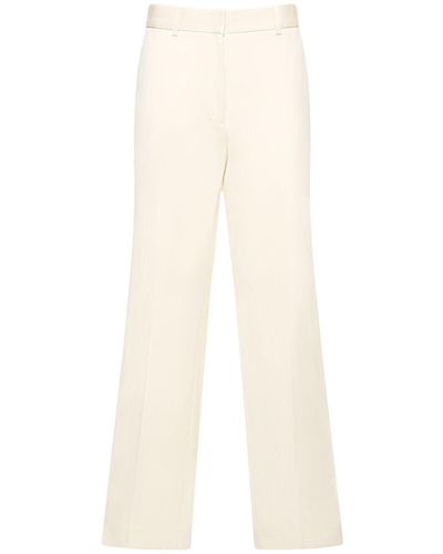 Totême Straight Satin Cotton Pants - Natural