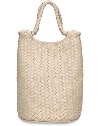 Bembien Lina Woven Leather Top Handle Bag - Natural