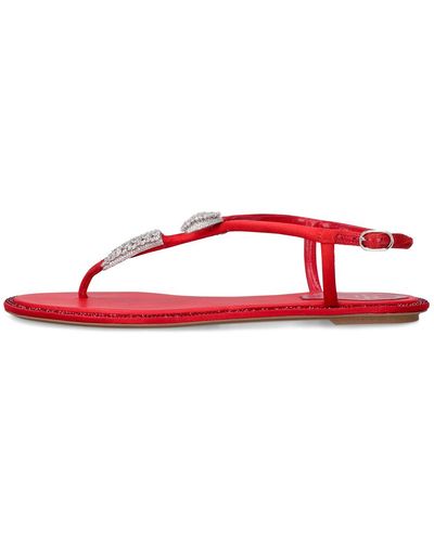 Rene Caovilla Sandales en satin embelli 10 mm - Rouge