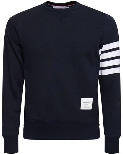 Thom Browne Cotton Jersey Logo Sweatshirt - Blue