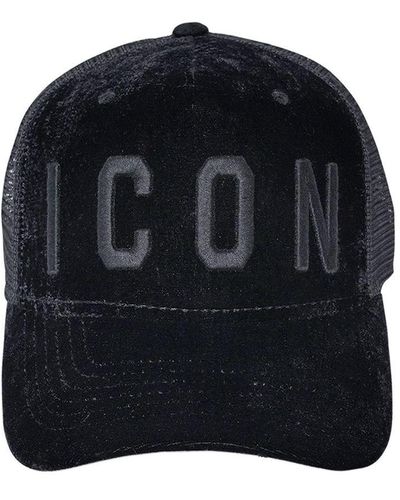 DSquared² Cappello "Icon" in velluto e rete - Nero