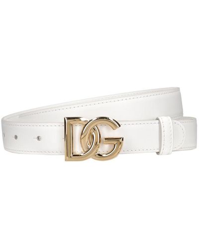 Dolce & Gabbana Cinturón de piel 25mm - Blanco