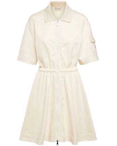 Moncler Cotton Polo Shirt Dress - Natural