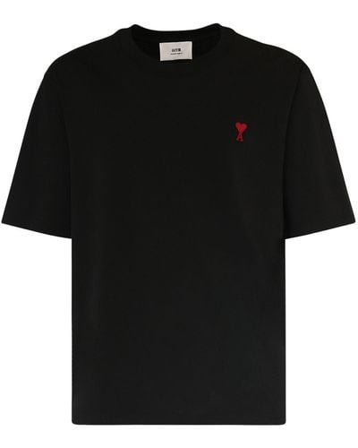 Ami Paris Logo Heavy Cotton T-Shirt - Black