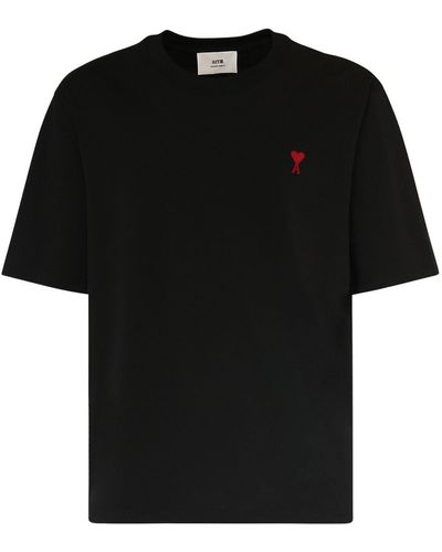 Ami Paris T-shirt in cotone con logo - Nero