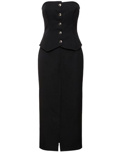 Alessandra Rich Light Wool Bustier Dress - Black