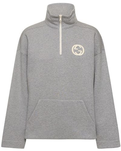 Gucci Sweatshirt Aus Baumwolljersey - Grau