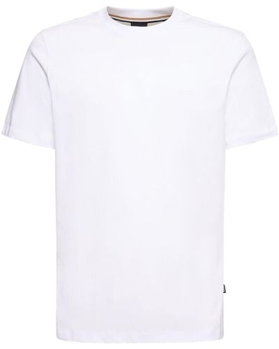 BOSS T-shirt en jersey de coton à logo thompson - Blanc