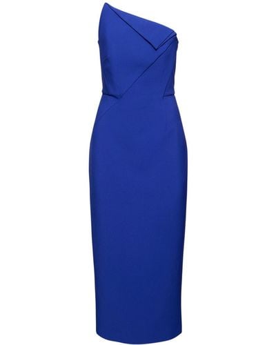 Roland Mouret Strapless Asymmetric Crepe Midi Dress - Blue
