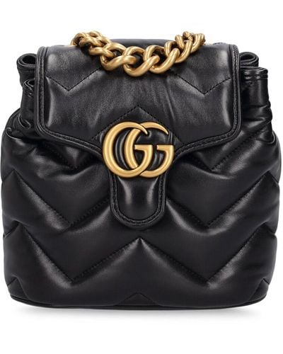 Gucci Gg Marmont レザーバックパック - ブラック