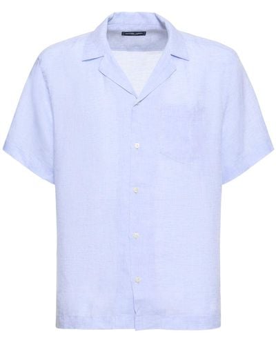 Frescobol Carioca Angelo リネンボウリングシャツ - ブルー