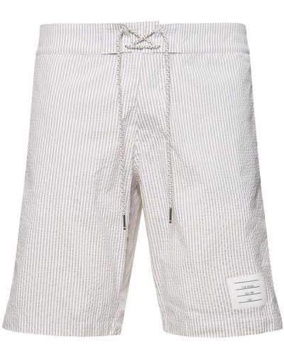Thom Browne Bañador shorts de seersucker - Blanco