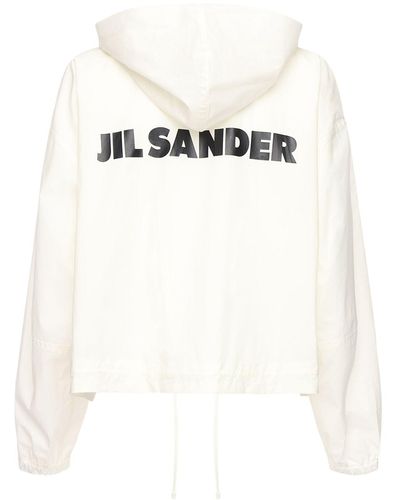 Jil Sander Cotton Windbreaker Jacket W/ Back Logo - White