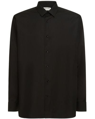 Saint Laurent Camisa de popelina de algodón - Negro