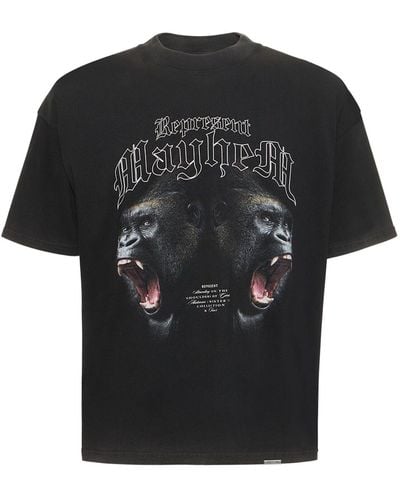 Represent Mayhem Printed Cotton T-Shirt - Black