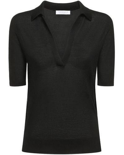 Gabriela Hearst Frank Cashmere & Silk Knit Polo Sweater - Black