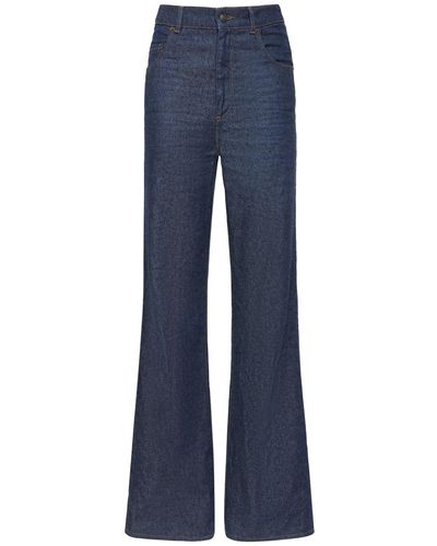 Loro Piana Okayama Wide Cotton & Linen Jeans - Blue