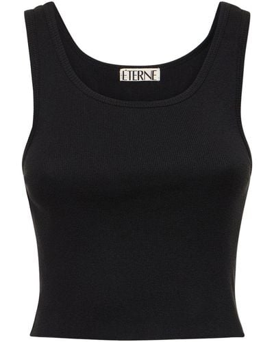 ÉTERNE Tank top cropped in cotone - Nero