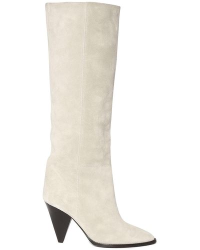 Isabel Marant 90Mm Ririo-Ga Suede Tall Boots - White