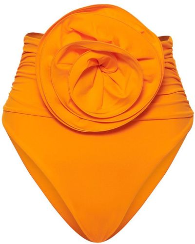 Magda Butrym Bas de bikini taille haute détail fleur en 3d - Orange