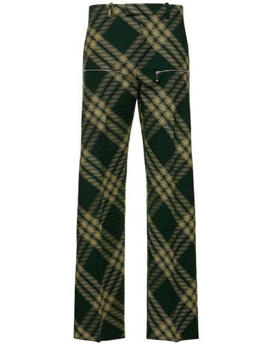Burberry Pantaloni in lana check - Verde